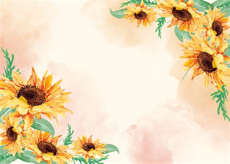 Bright Hand Painted Flowers Watercolor Sunflower Background, Flowers ...