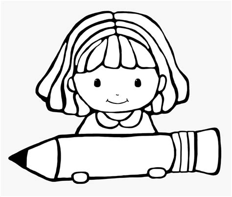 Girls Clipart Black And White - Student Clipart Black And White, HD Png Download - kindpng