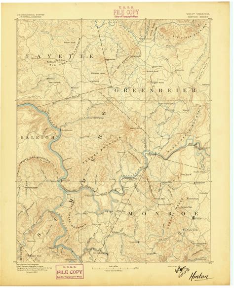 Hinton, WV (1892, 125000-Scale) Map by United States Geological Survey ...