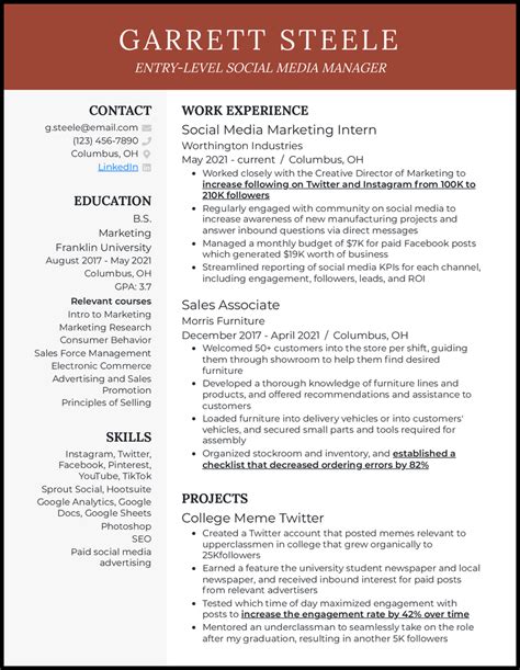 20 Social Media Manager Resume Examples for 2025