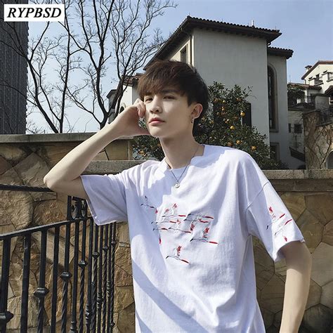 Summer 2019 New Korean Men's T shirt Fashion Embroidery T Shirt Short ...