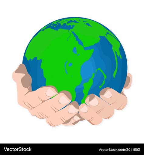 Two hands holding world earth day on white Vector Image