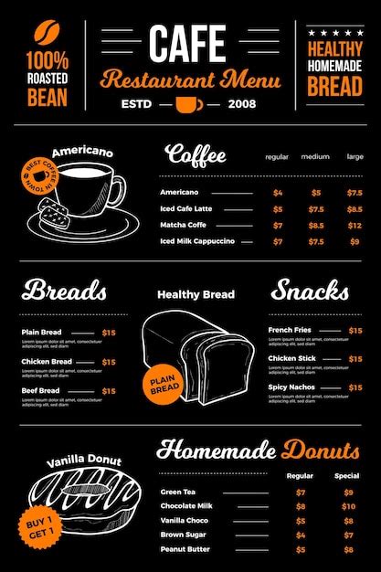 Free Vector | Digital cafe restaurant menu design