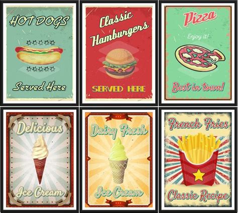 Classic American Diner Posters Vintage Fast Food Prints | Etsy