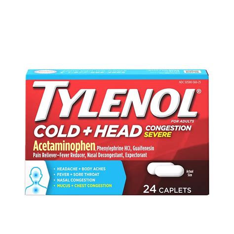 Tylenol Cold + Head Congestion Severe Caplets - Shop Cough, Cold & Flu at H-E-B