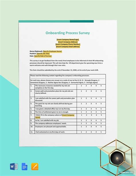 Onboarding Process Survey Template in Google Docs, Pages, Word ...