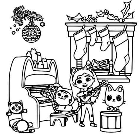 Coloring page Gabby's Dollhouse - Christmas : Christmas songs 3