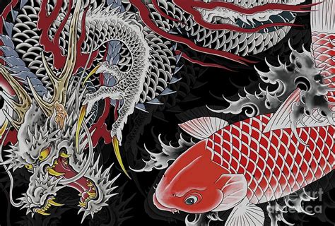 Koi and Dragon Tattoo kiryu and Nishiki Painting by Jessica Muhammad ...