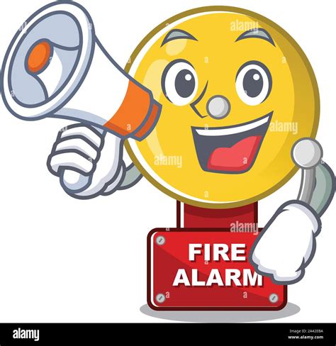 With megaphone fire alarm stuck the cartoon wall Stock Vector Image ...