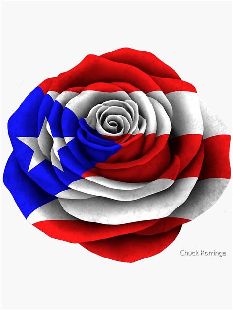 "Puerto Rico Flag Rose with Pride and Patriotic" Sticker for Sale by ...