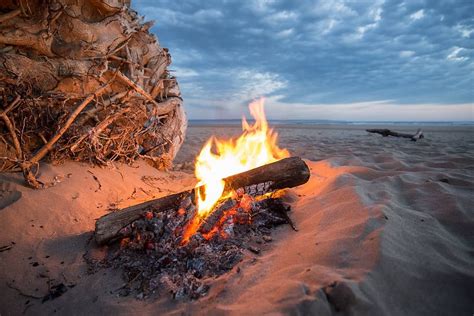 HD wallpaper: bonfire near sea at golden hour, campfire, beach, heat, flame | Wallpaper Flare