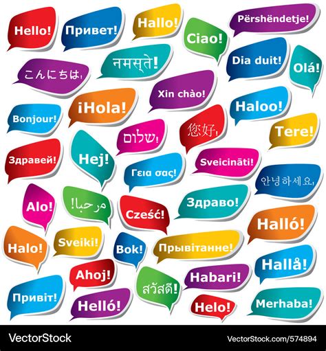 38 ways to say hello Royalty Free Vector Image