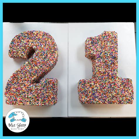 21 Carved Number Cake with Sprinkles – Blue Sheep Bake Shop