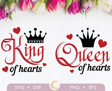 King of Hearts Svg Queen of Hearts Svg His Queen Her King - Etsy