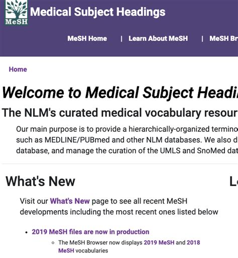 The National Library of Medicine Introduces Medical Subject Headings (MeSH) : History of Information