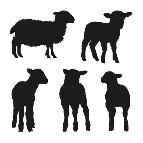 Free Vector | Hand drawn lamb silhouette set