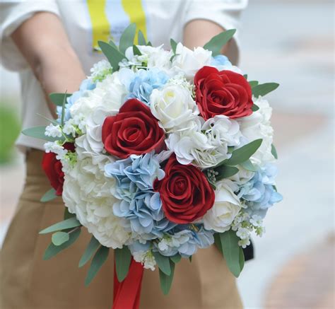 Blue And Red Roses Bouquet