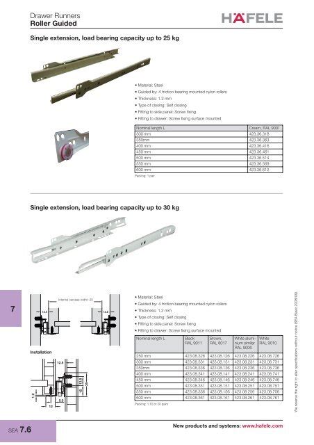 Drawer Runners Roller Guided - Hafele