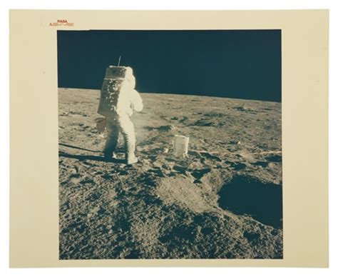 APOLLO 12 ALAN BEAN COLLECTING LUNAR SOIL SAMPLES. VINTAGE NASA RED NUMBER PHOTOGRAPH, 19 ...