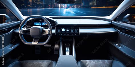 Sleek, futuristic dashboard inside a modern car Stock Illustration ...