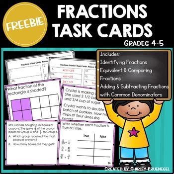 Fraction Task Cards Freebie by Dreams Teach | Teachers Pay Teachers