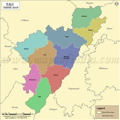 Pali Tehsil Map, Pali Tehsils