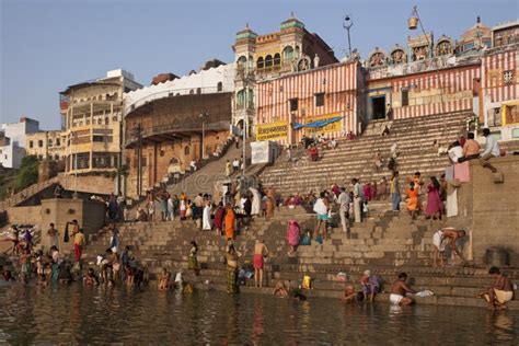 Hindu Ghats on the River Ganges - Varanasi - India Editorial Photo ...