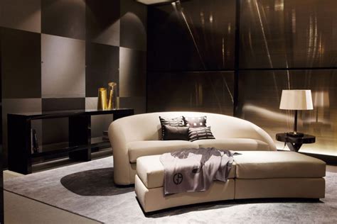 Double sofa with pouf Esther semicircular shape, Armani Casa - Luxury furniture MR