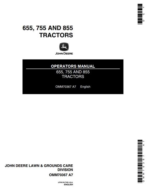 John Deere Tractor 655 755 855 Operators Manual PDF