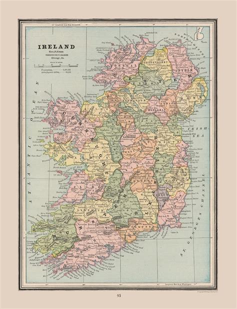 Amazon.com - MAPS OF THE PAST - Historical Map of Ireland - Cram 1888 ...