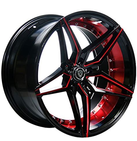 Buy 22 Inch Staggered Rims (Black and Red) - FULL Set of 4 Wheels ...