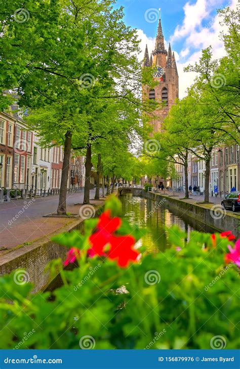 Canals in Delft, the Netherlands Stock Photo - Image of holland, church ...