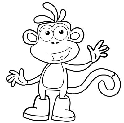 Gambar Draw Boots Monkey Dora Explorer Drawing Lesson Easy Coloring ...