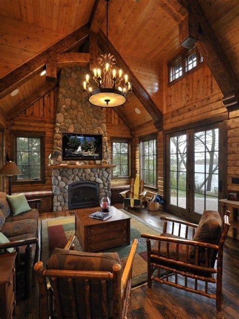 Living Room Log Cabin Kitchens Design, Pictures, Remodel, Decor and ...