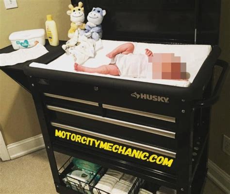 Dad turns toolbox trolley into a nappy changing station for his twins | Metro News