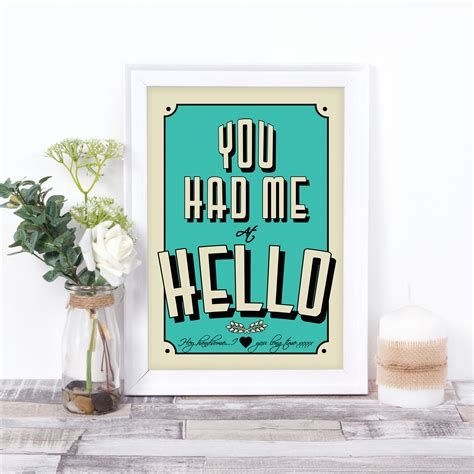 You Had Me at Hello... personalised movie quote art print in | Etsy