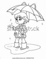 Little Girl Umbrella Coloring Book Cartoon Stock Vector Royalty Free  sketch template