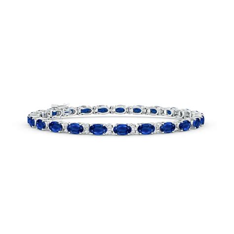 Classic Oval Blue Sapphire and Diamond Tennis Bracelet | Angara