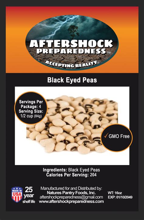 16oz Black Eyed Peas | #1 Bean for Long-Term Storage