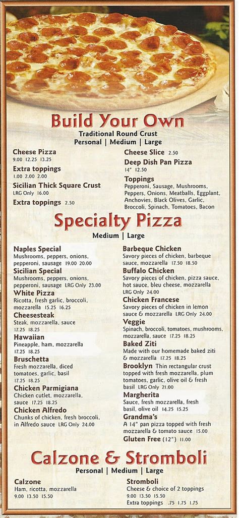 Naples Pizza Menu Little Egg Harbor NJ Pizza