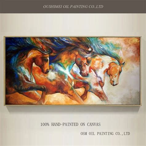 Expert Artist Handmade High Quality Abstract Horse Oil Painting on Canvas Running Horses Oil ...