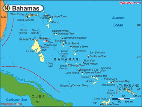 Bahamas - Geographical Kort over Bahamas - Danmark - Der er et yndigt Land
