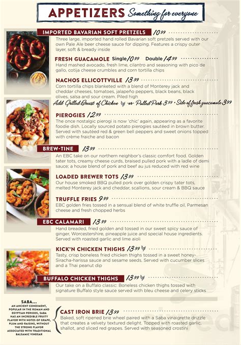 Ellicottville Brewing Company menu in Ellicottville, New York