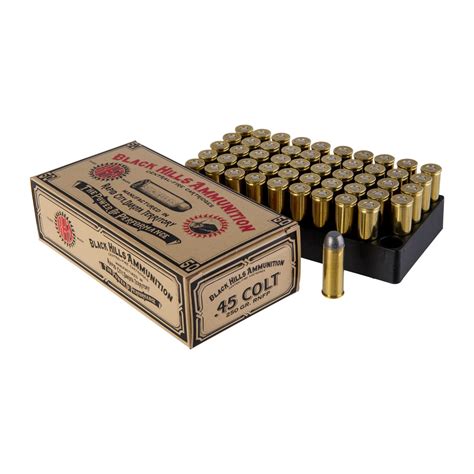 BLACK HILLS AMMUNITION COWBOY ACTION AMMO 45 COLT 250GR ROUND NOSE FLAT ...