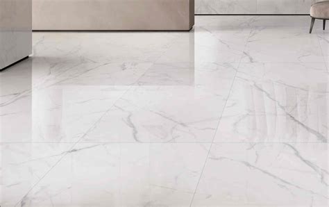 Non Slip Marble Look Porcelain Tile / Glazed Carrara Porcelain Floor Tile