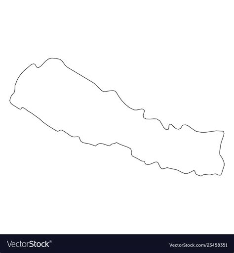 Nepal - solid black outline border map of country Vector Image