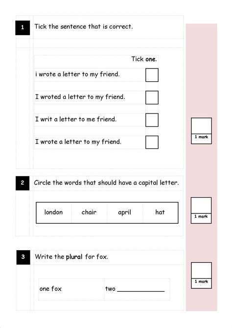 Year 1 Spag Worksheets - Printable Worksheet