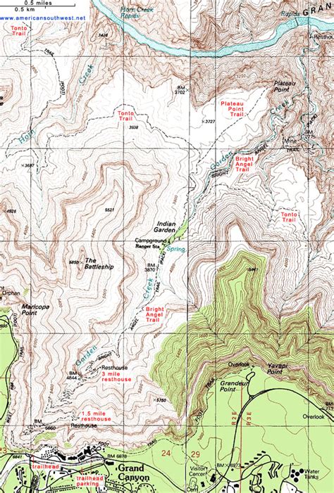 Topographic Map Of Grand Canyon | Tourist Map Of English