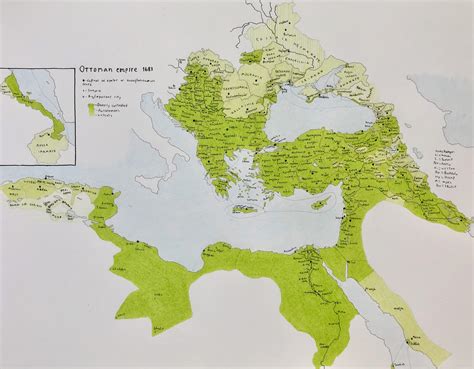 Handdrawn map of Ottoman empire 1683 : r/MapPorn