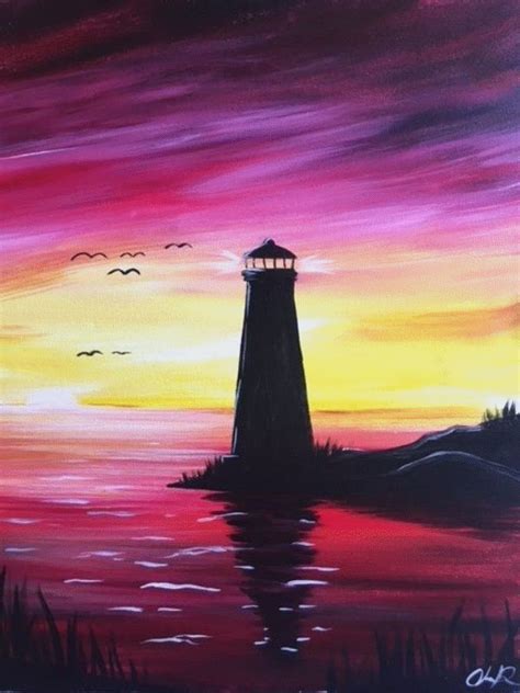 Sunset Beginner Landscape Painting Ideas - bmp-woot